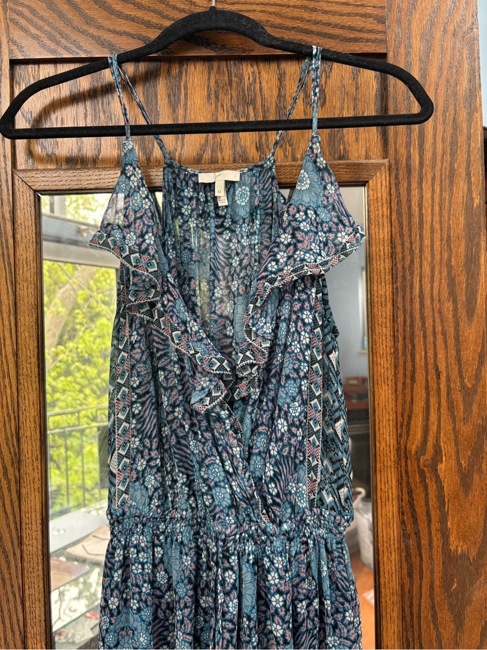 Joie Teal Floral Maxi Dress with Ruffle V-Neck - excellent used condition